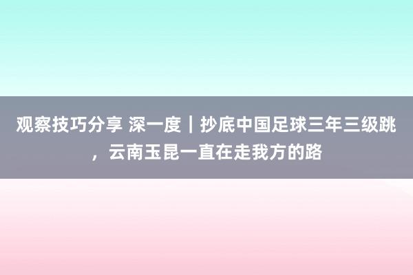 观察技巧分享 深一度｜抄底中国足球三年三级跳，云南玉昆一直在走我方的路