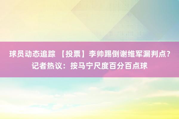 球员动态追踪 【投票】李帅踢倒谢维军漏判点？记者热议：按马宁尺度百分百点球