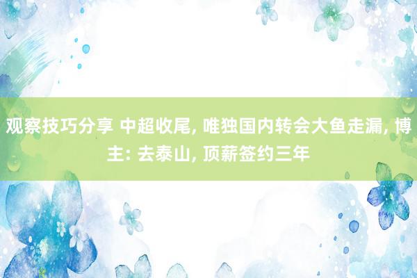 观察技巧分享 中超收尾, 唯独国内转会大鱼走漏, 博主: 去泰山, 顶薪签约三年