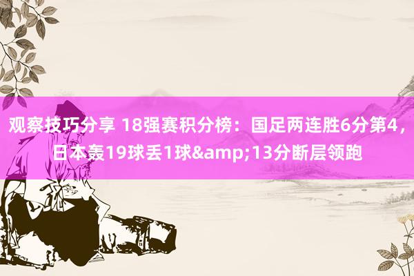 观察技巧分享 18强赛积分榜：国足两连胜6分第4，日本轰19球丢1球&13分断层领跑