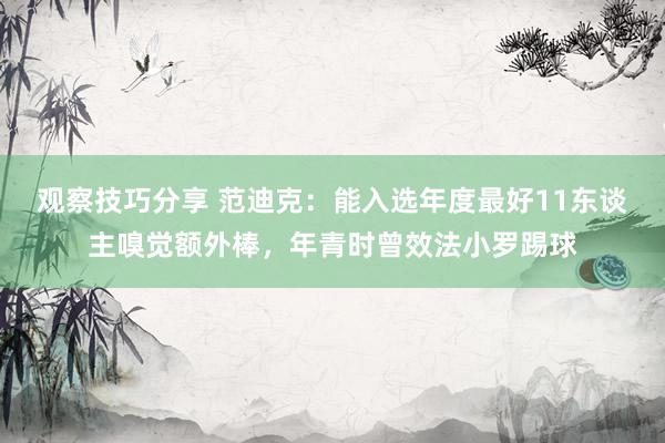 观察技巧分享 范迪克：能入选年度最好11东谈主嗅觉额外棒，年青时曾效法小罗踢球