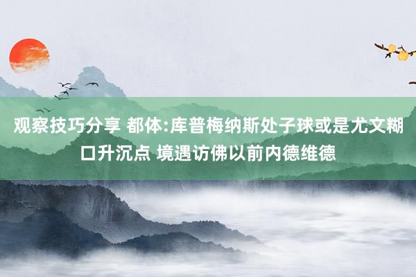 观察技巧分享 都体:库普梅纳斯处子球或是尤文糊口升沉点 境遇访佛以前内德维德