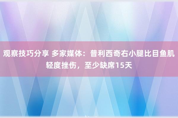 观察技巧分享 多家媒体：普利西奇右小腿比目鱼肌轻度挫伤，至少缺席15天