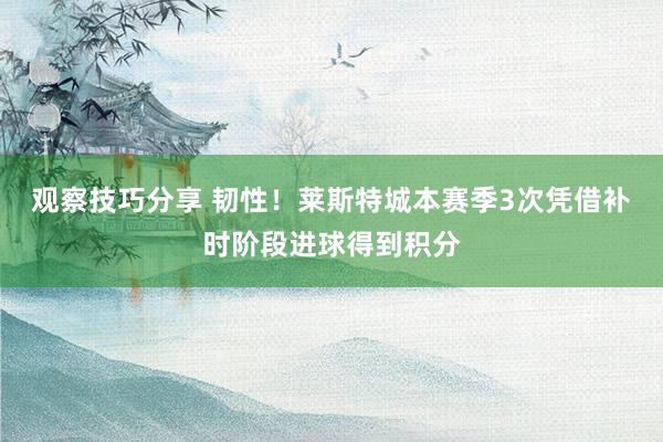 观察技巧分享 韧性！莱斯特城本赛季3次凭借补时阶段进球得到积分