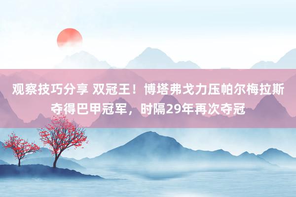 观察技巧分享 双冠王！博塔弗戈力压帕尔梅拉斯夺得巴甲冠军，时隔29年再次夺冠