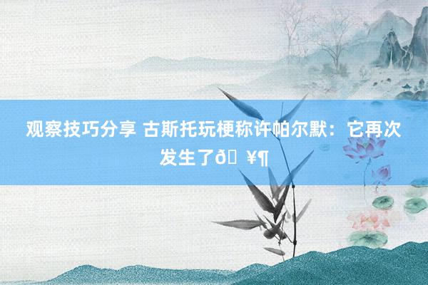 观察技巧分享 古斯托玩梗称许帕尔默：它再次发生了🥶