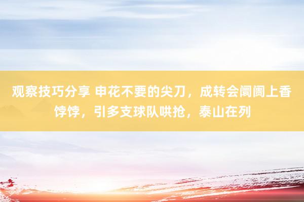 观察技巧分享 申花不要的尖刀，成转会阛阓上香饽饽，引多支球队哄抢，泰山在列